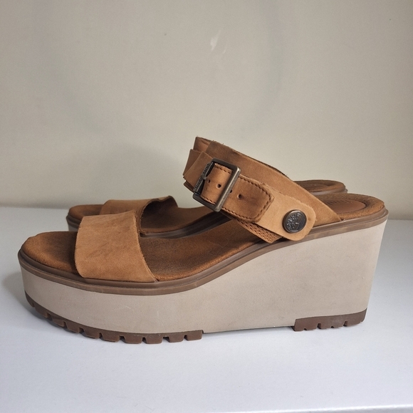 Timberland Koralyn 2 Band Wedge Rust Nubuck Sandals Size 9 - Picture 5 of 16